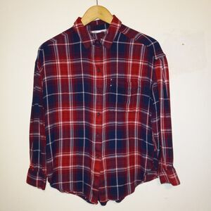 Beach Lunch Lounge Madison Plaid Button Up Shirt-Small-Stud Details-Pocket